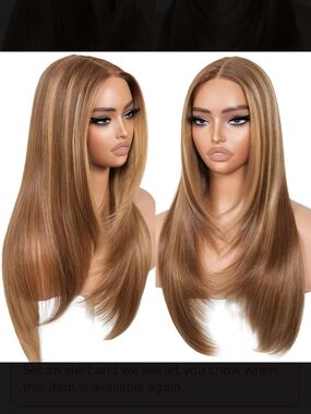 Long Straight Women's Wig - Light Brown with Honey Highlights